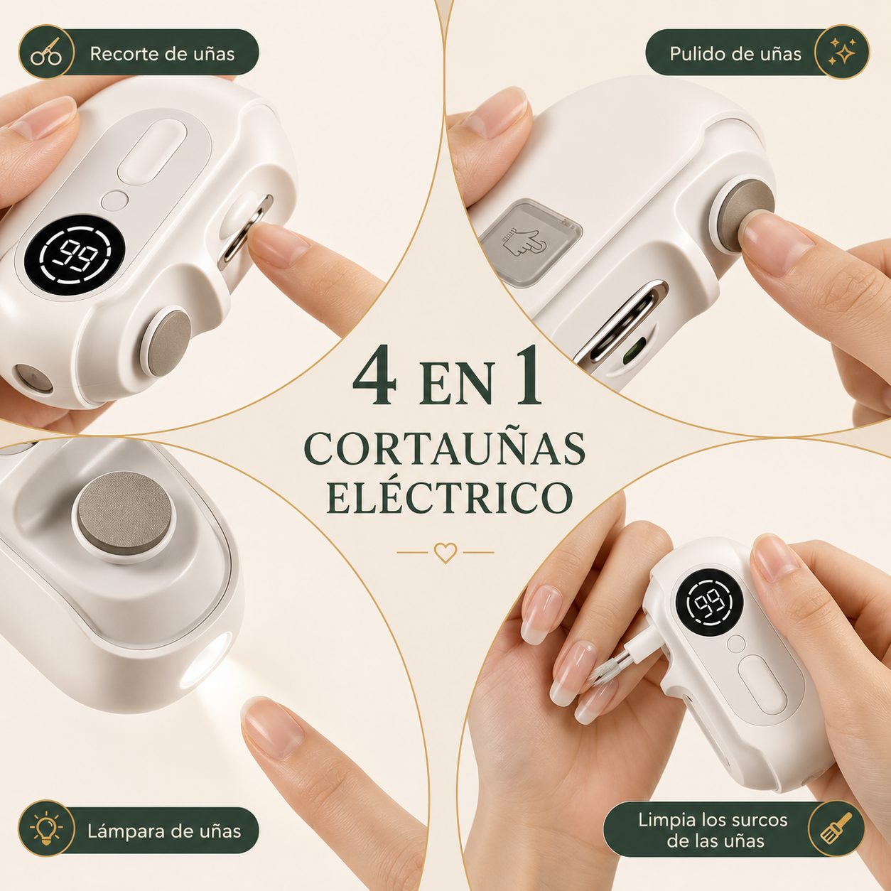 Manos Serenas™ | Cortauñas Eléctrico 4 en 1