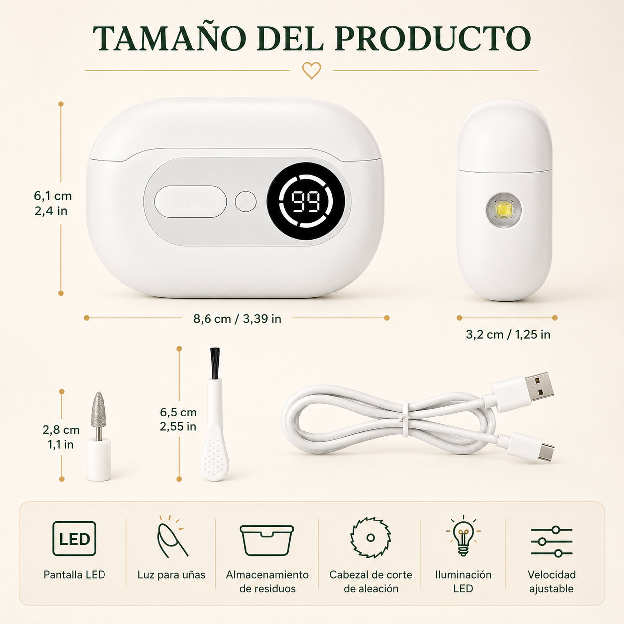 Manos Serenas™ | Cortauñas Eléctrico 4 en 1